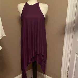 Bottega Veneta Deep Plum Sleeveless Asymmetric Hem Dress